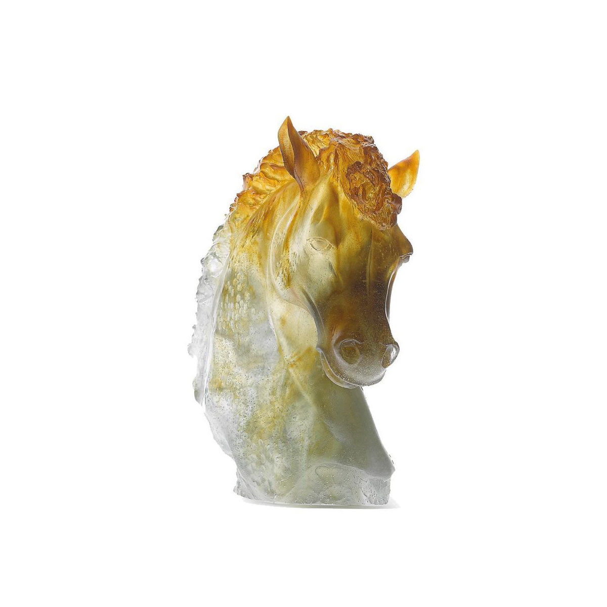 Daum Andalusian Horse Head in Amber and Grey Sculpture