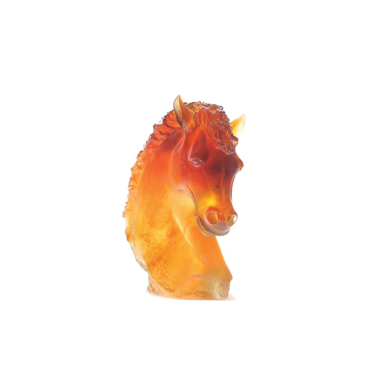 Daum Andalusian Horse Head in Amber Sculpture