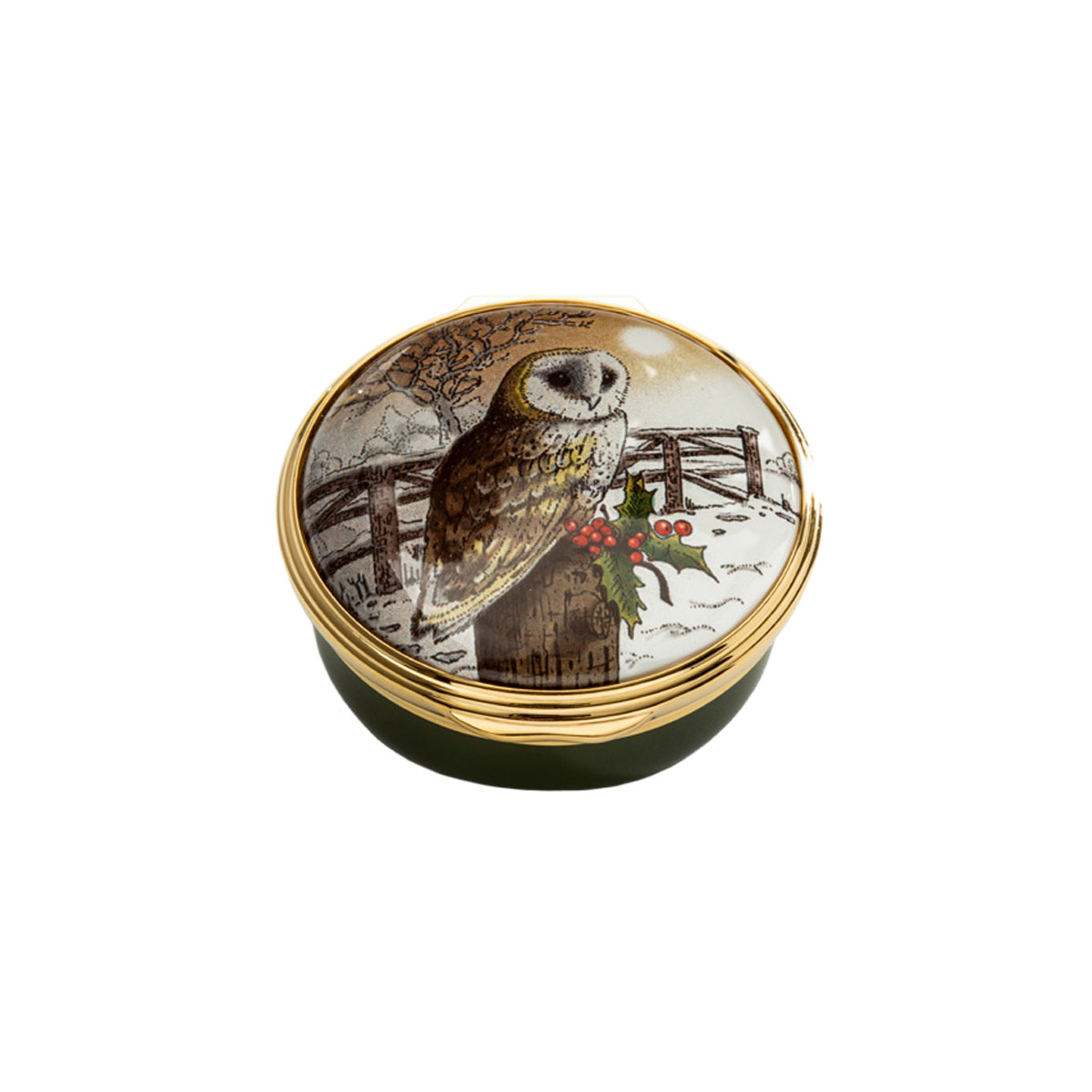 Halcyon Days Christmas Owl Enamel Box