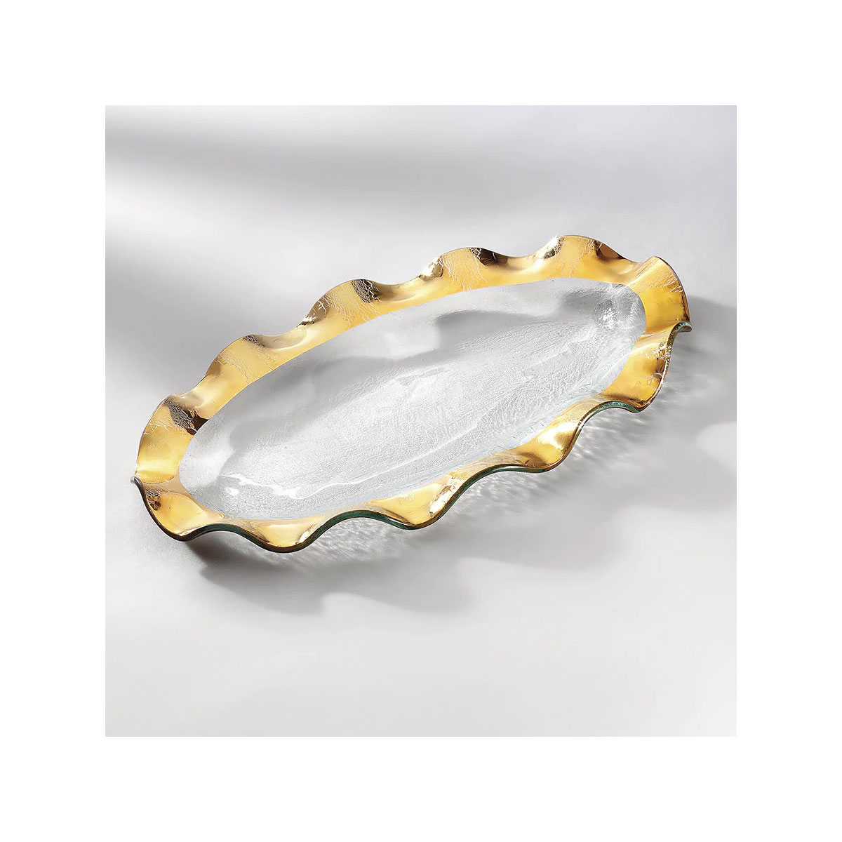 Annieglass Gold Ruffle Oval Platter
