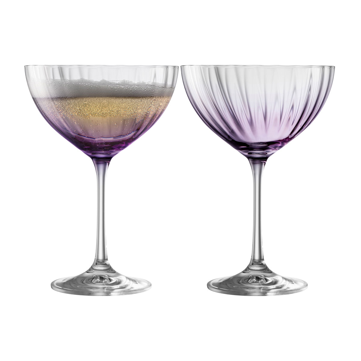 Galway Erne Cocktail, Saucer Champagne Pair in Amethyst