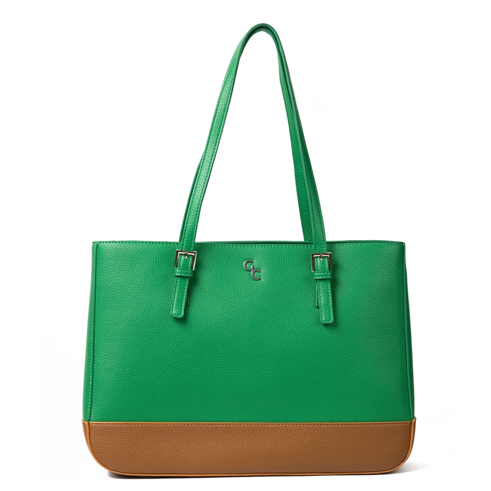 Galway Leather Large Two Tone Tote Bag, Green, Brown