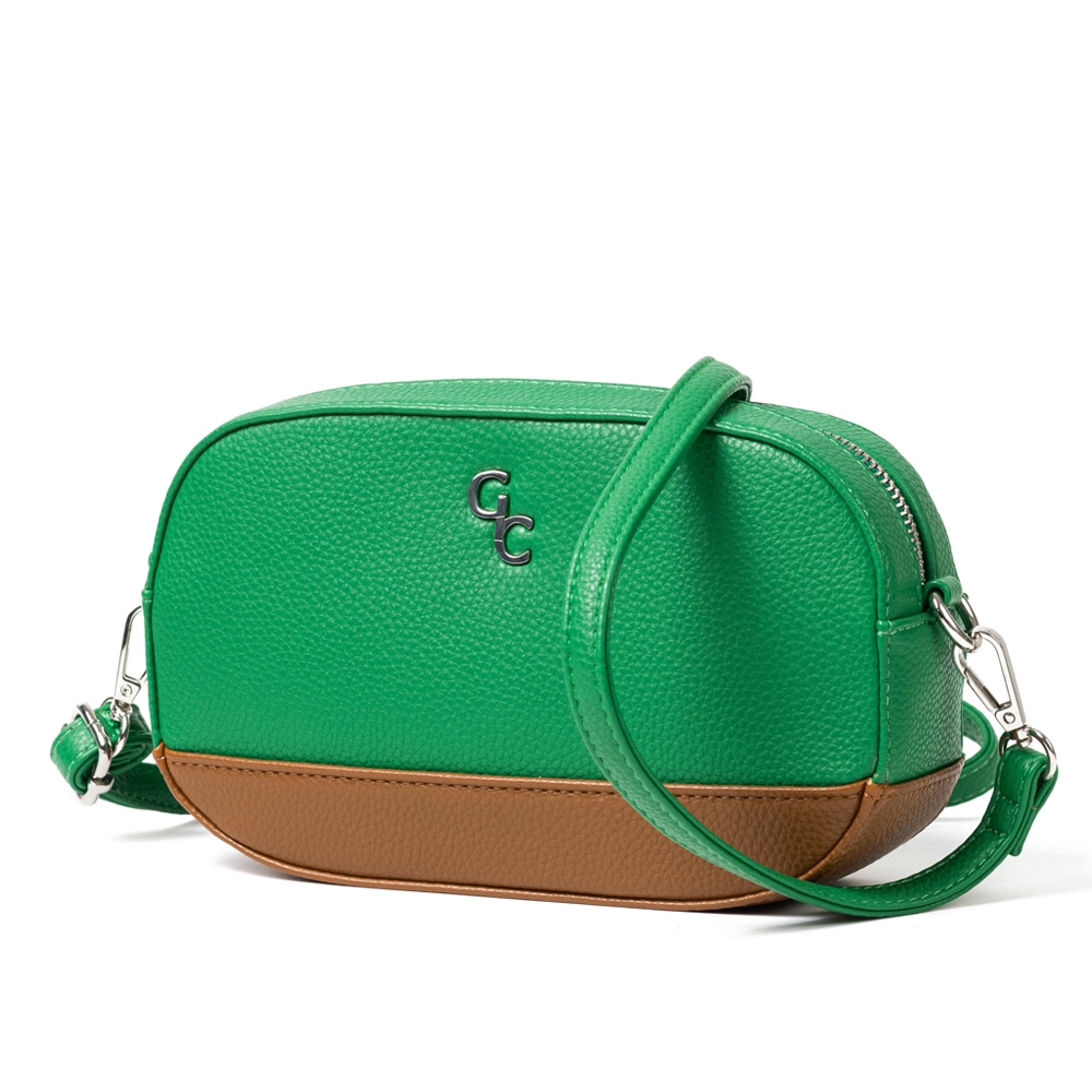 Galway Leather Two Tone Crossbody Bag, Green, Brown