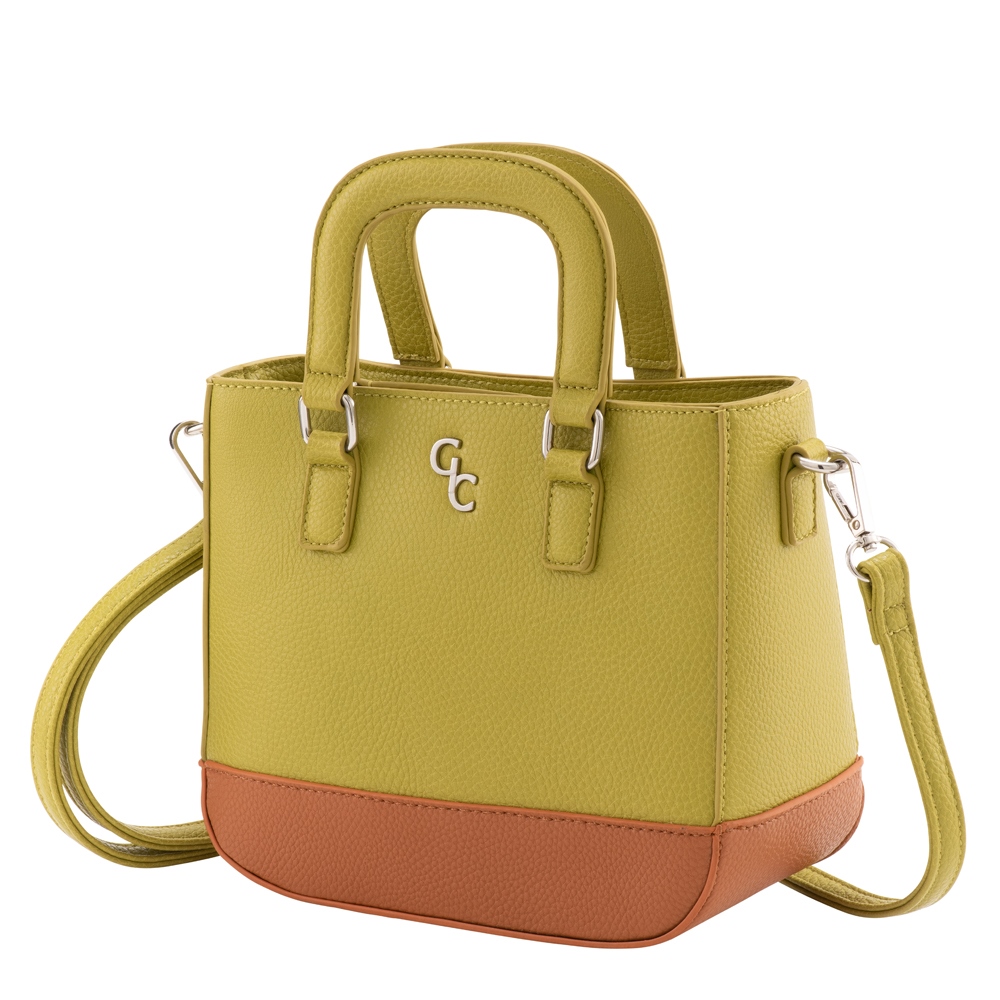 Galway Leather Two Tone Shoulder Bag, Lime and Tan
