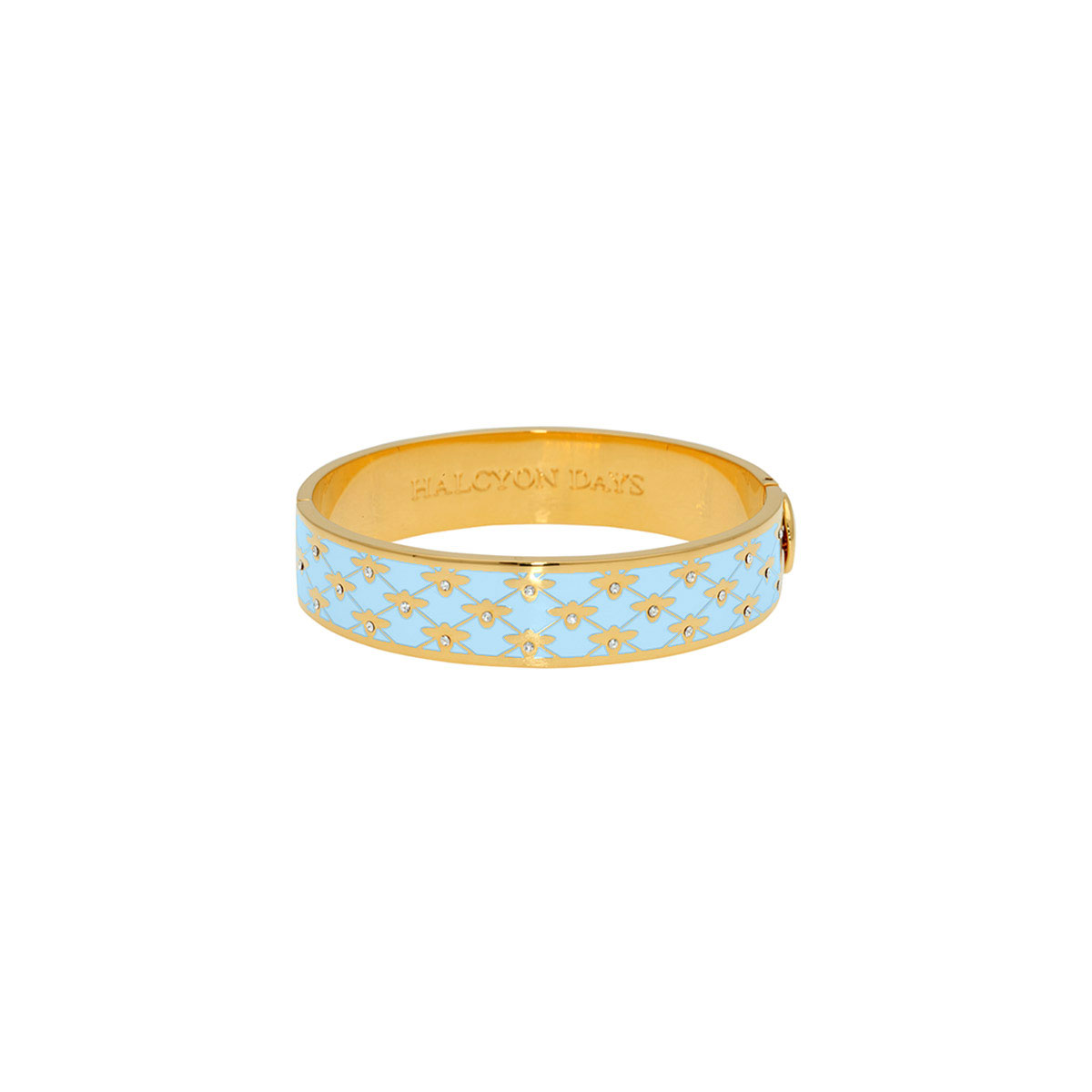 Halcyon Days Bee Sparkle, Hinged Bangle Forget Me Not, Gold