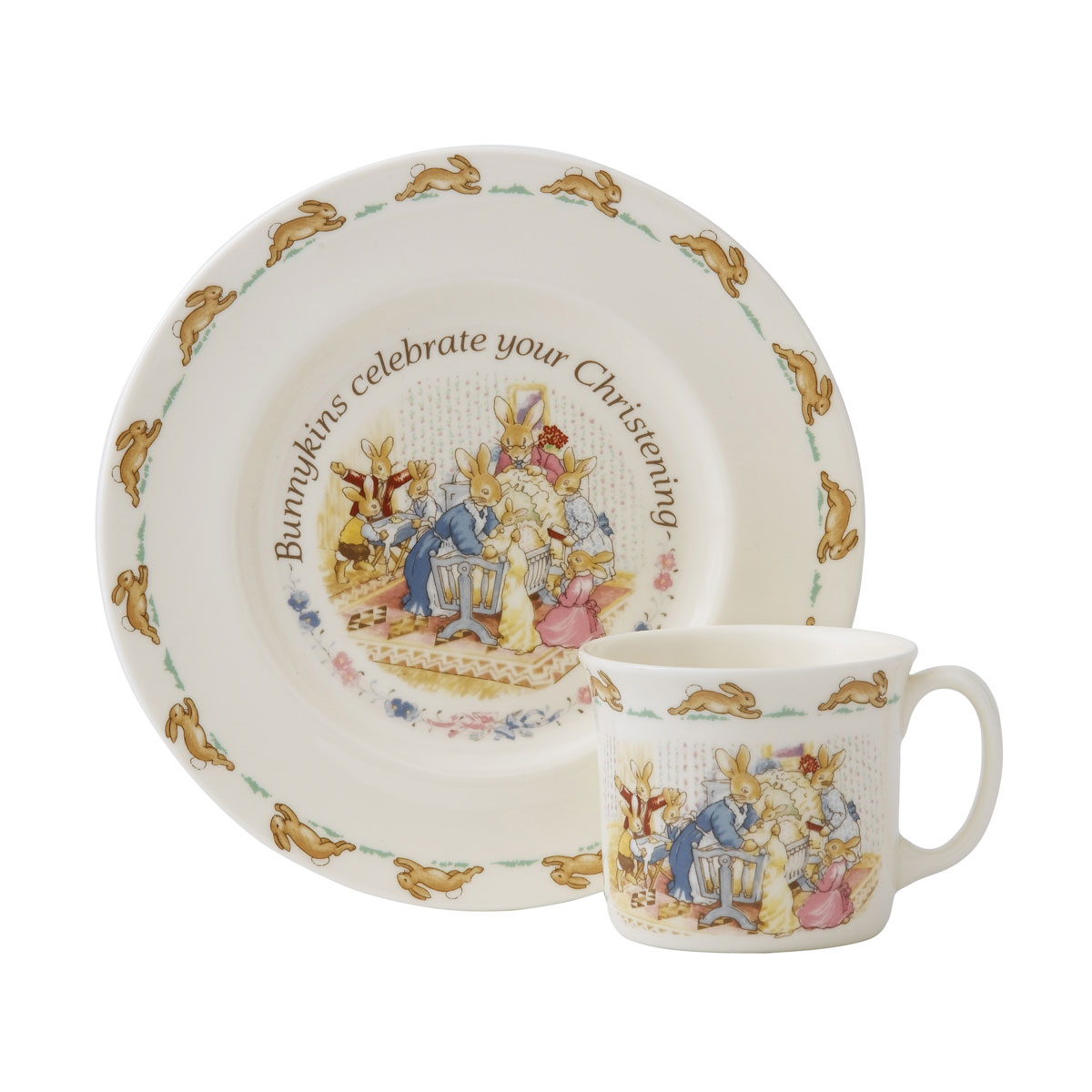 Royal Doulton Bunnykins Christening Set, Plate and Mug