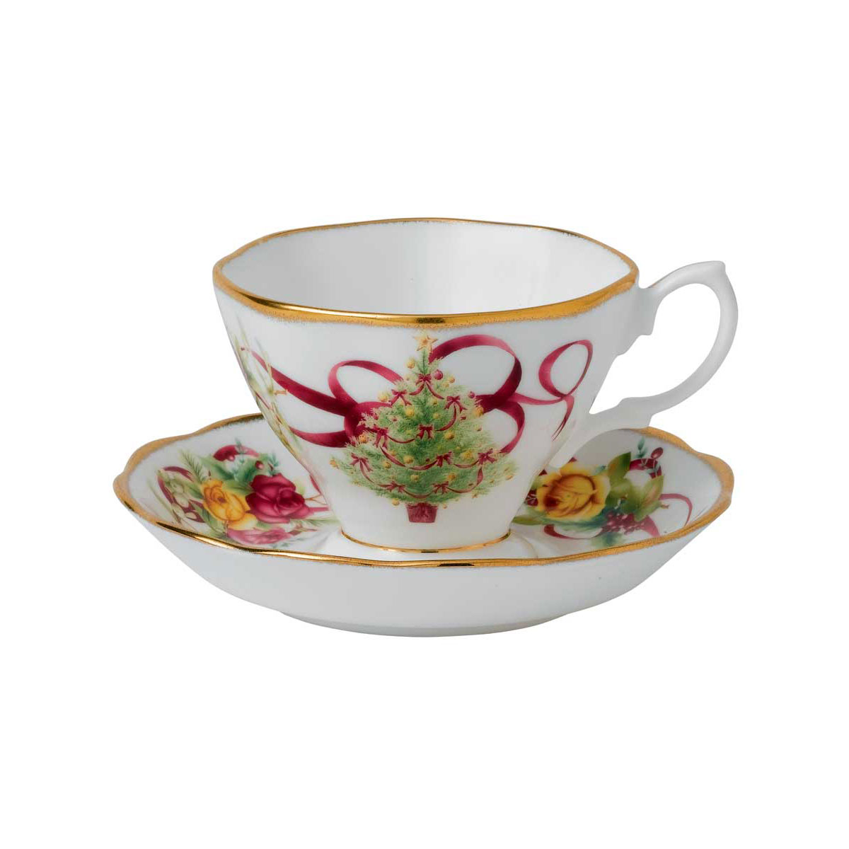Royal Albert Old Country Roses Christmas Tree Teacup and Saucer Set