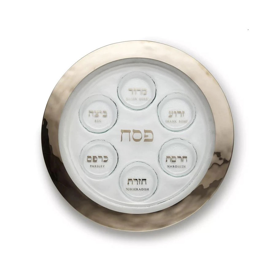 Annieglass Judaica 15.5" Seder Plate Platinum