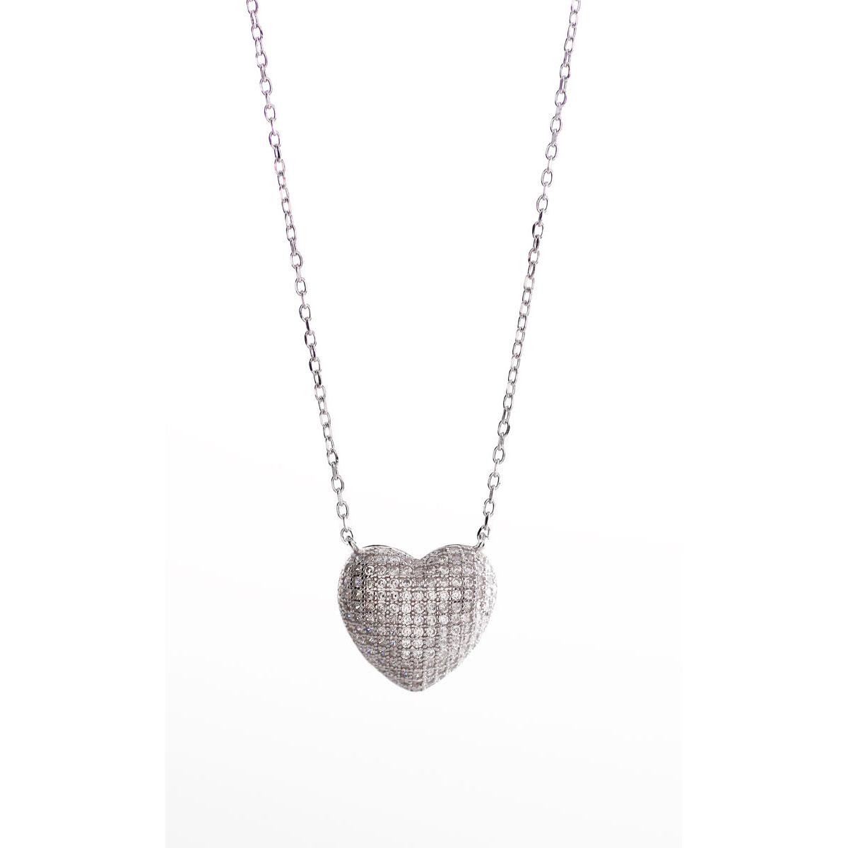 Cashs Ireland, Crystal Pave Sterling Silver Heart Pendant Necklace