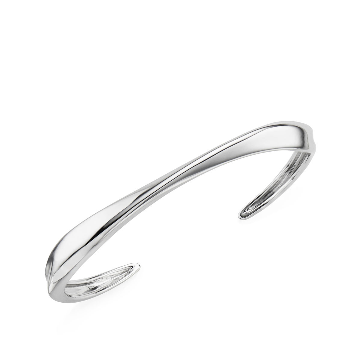 Nambe Jewelry Silver Narrow Twist Cuff Bracelet, Large