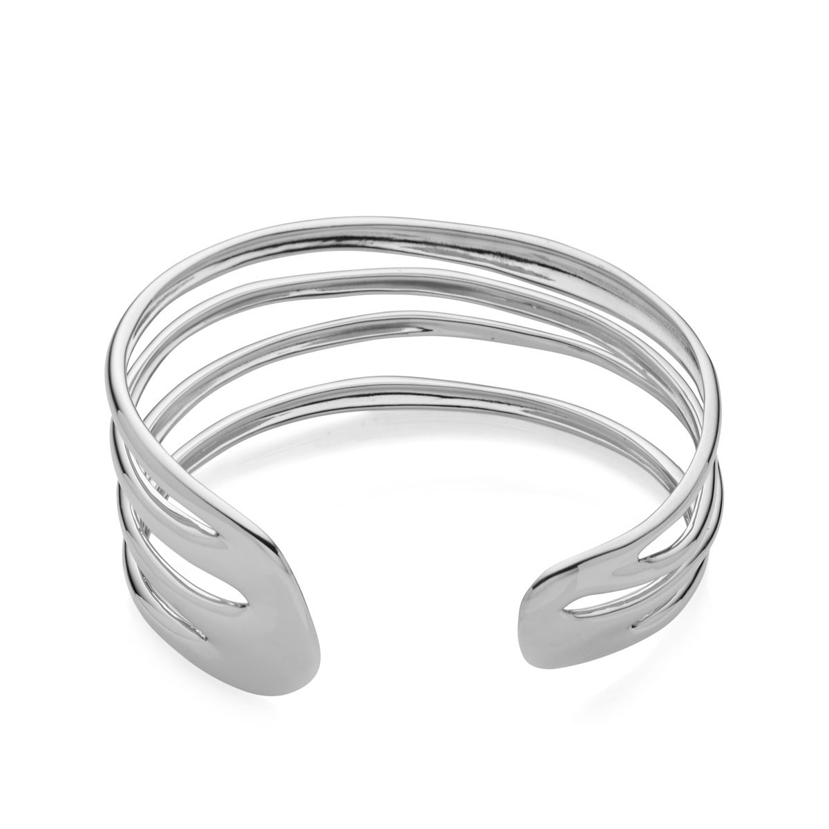 Nambe Jewelry Silver Multi Band Cuff Bracelet, Large