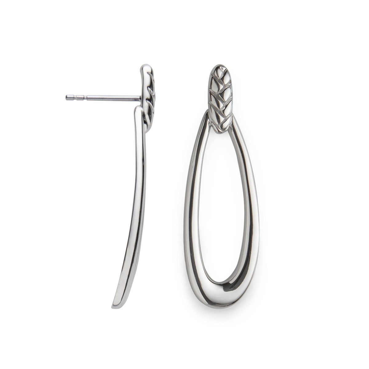 Nambe Jewelry Silver Braid Loop Earrings, Pair