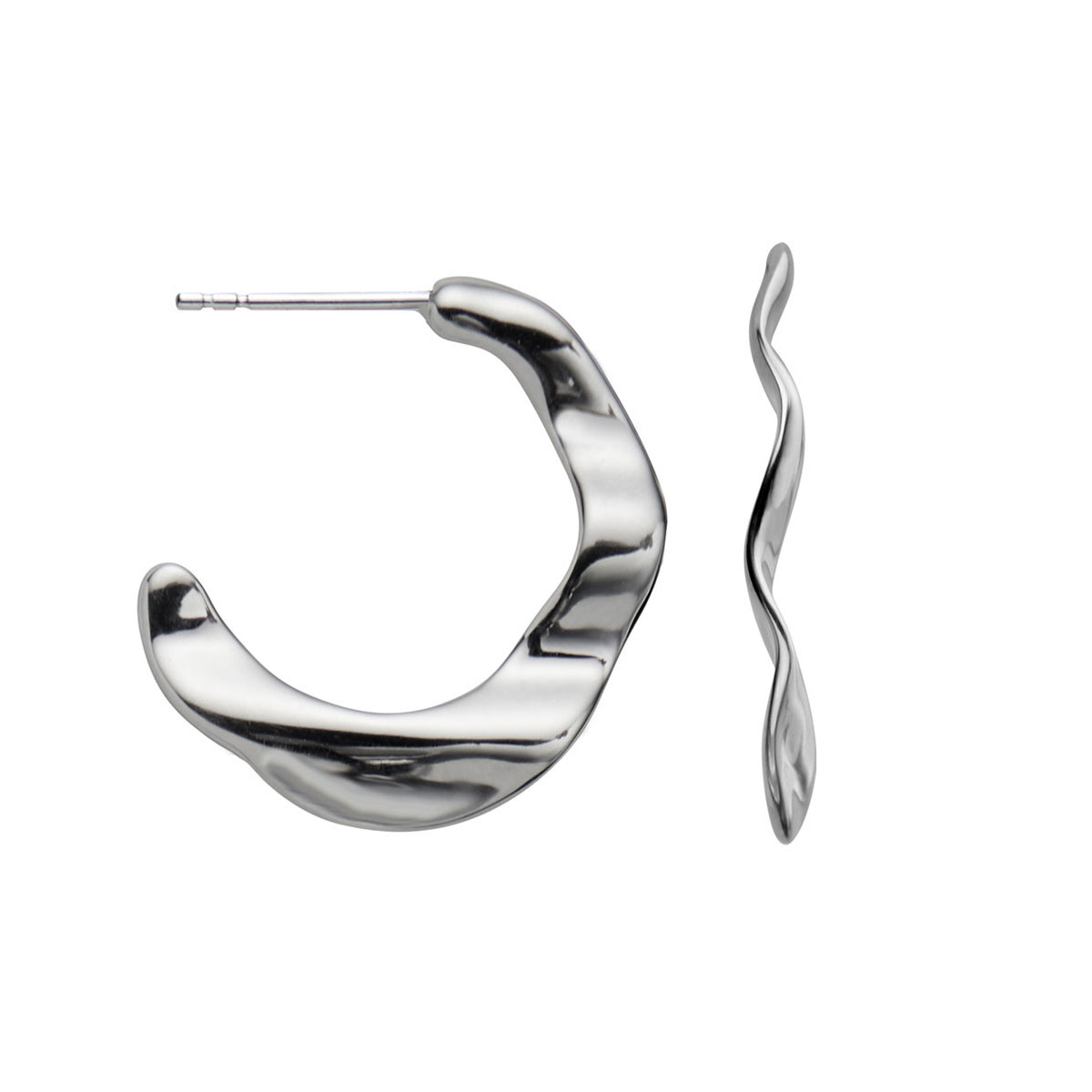 Nambe Jewelry Silver Oceana Hoop Earrings, Pair