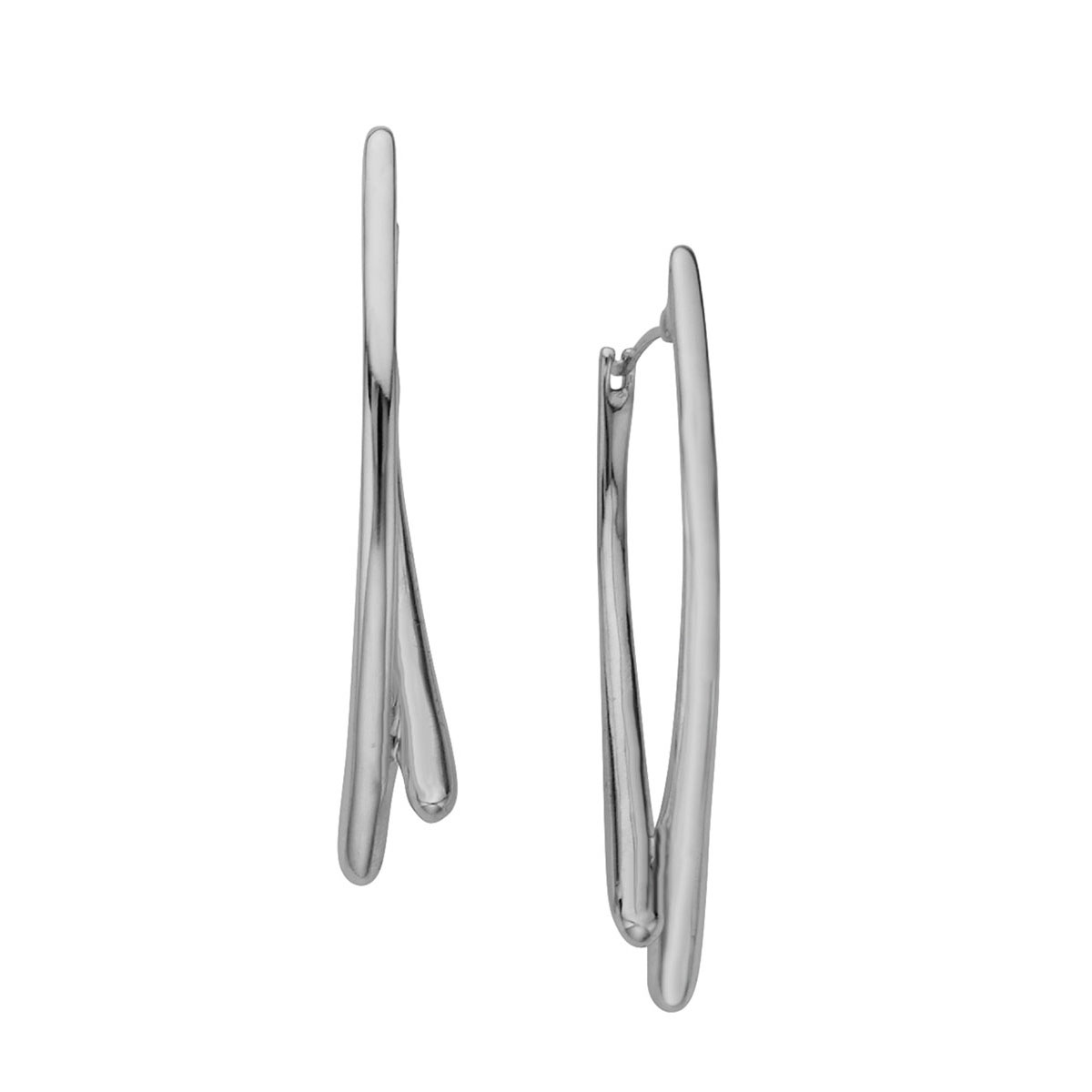 Nambe Jewelry Silver Double Arc Earrings, Pair