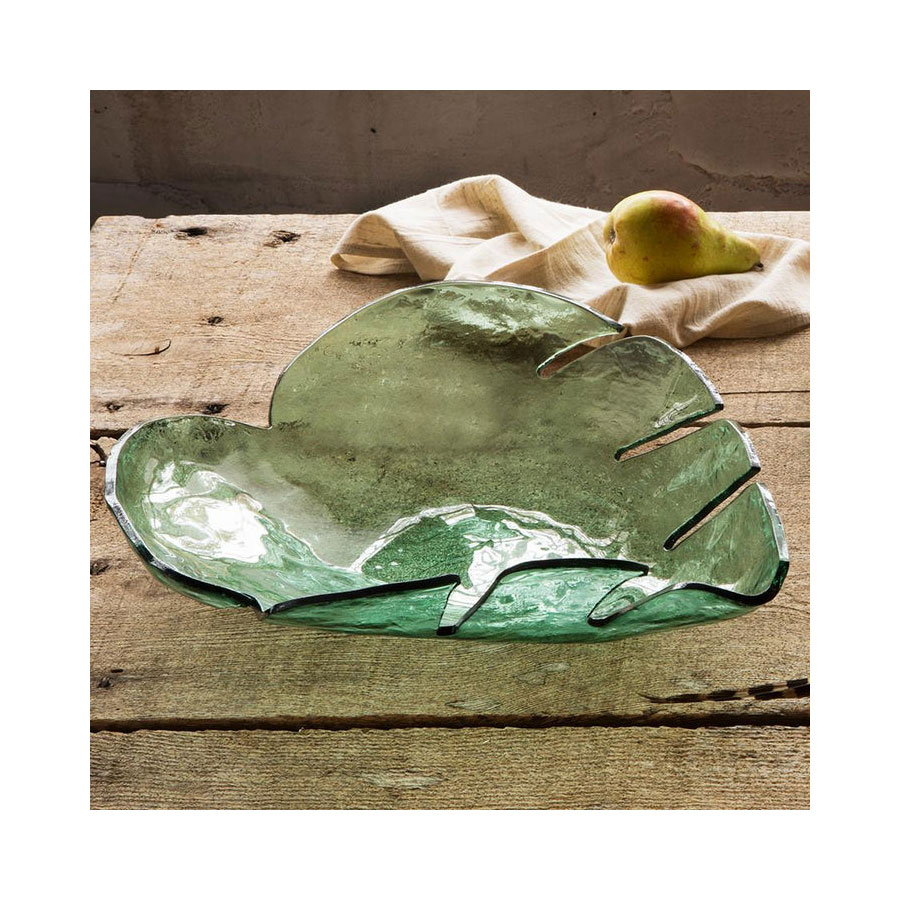 Annieglass Leaves 15.5" Large Palm Frond Bowl