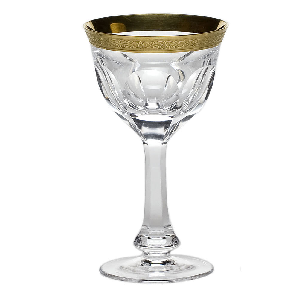 Moser Crystal Lady Hamilton Etched and Gilded White Wine Glass, Single