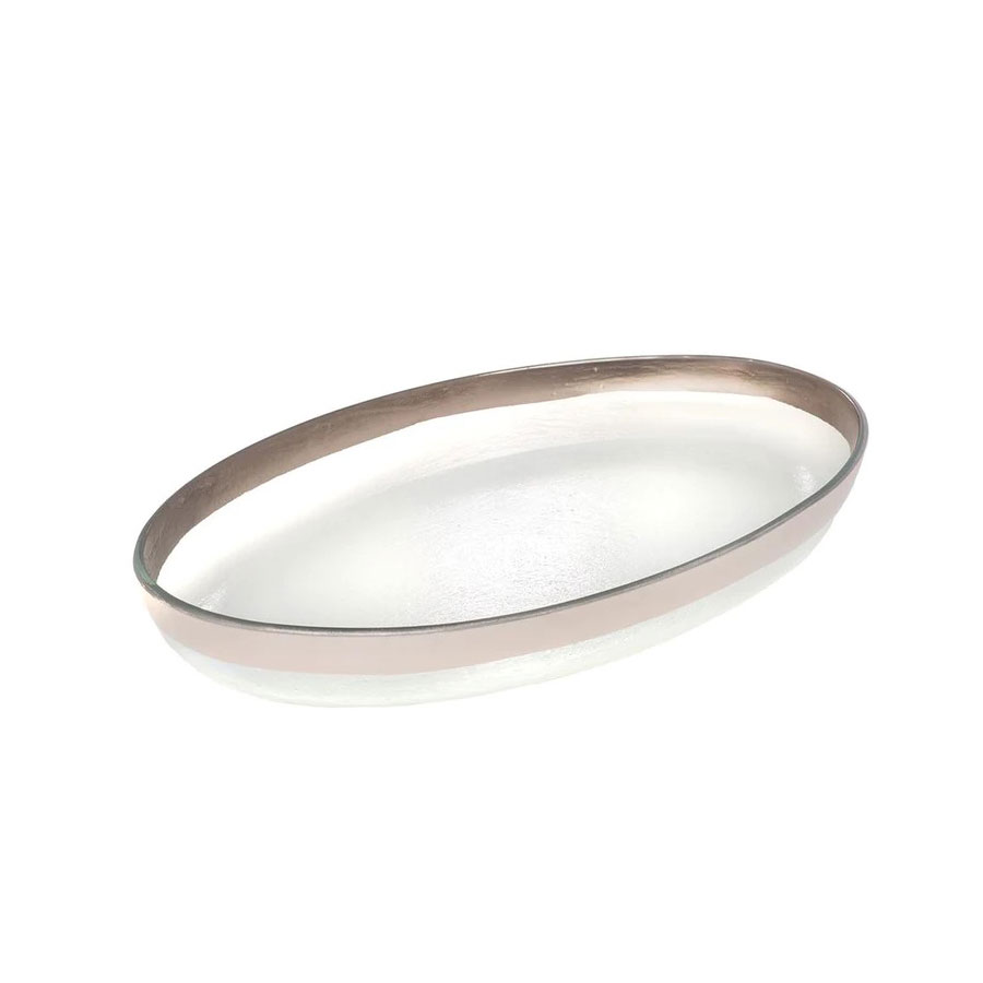 Annieglass Mod 18 X 11.5" Large Oval Platter Platinum