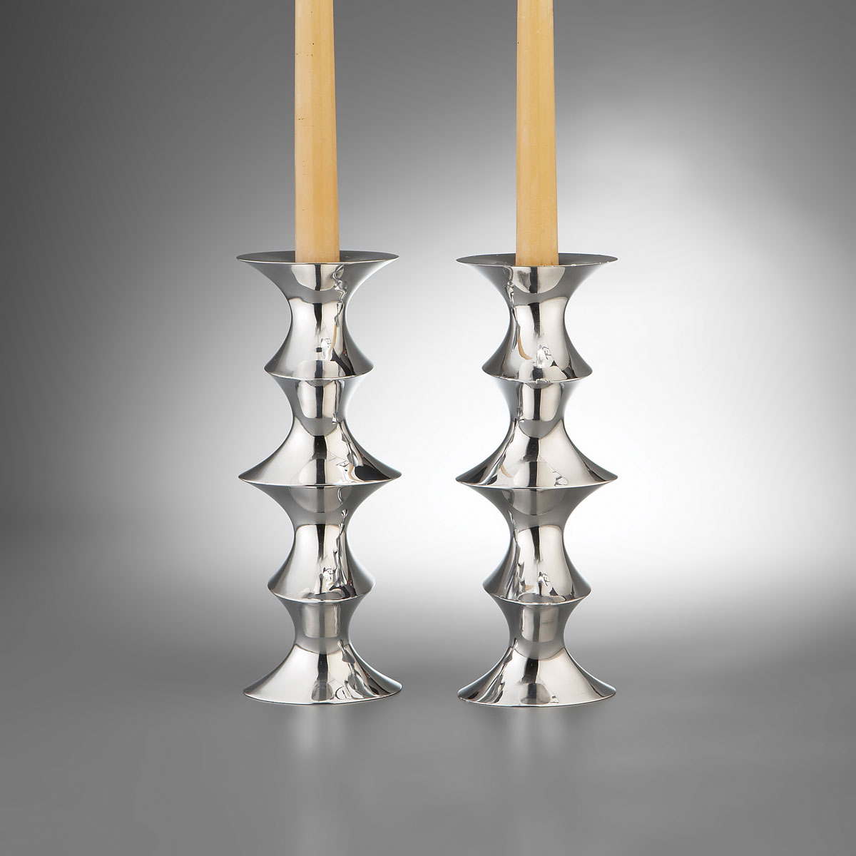 Nambe Metal Motus 8" Candlesticks Pair