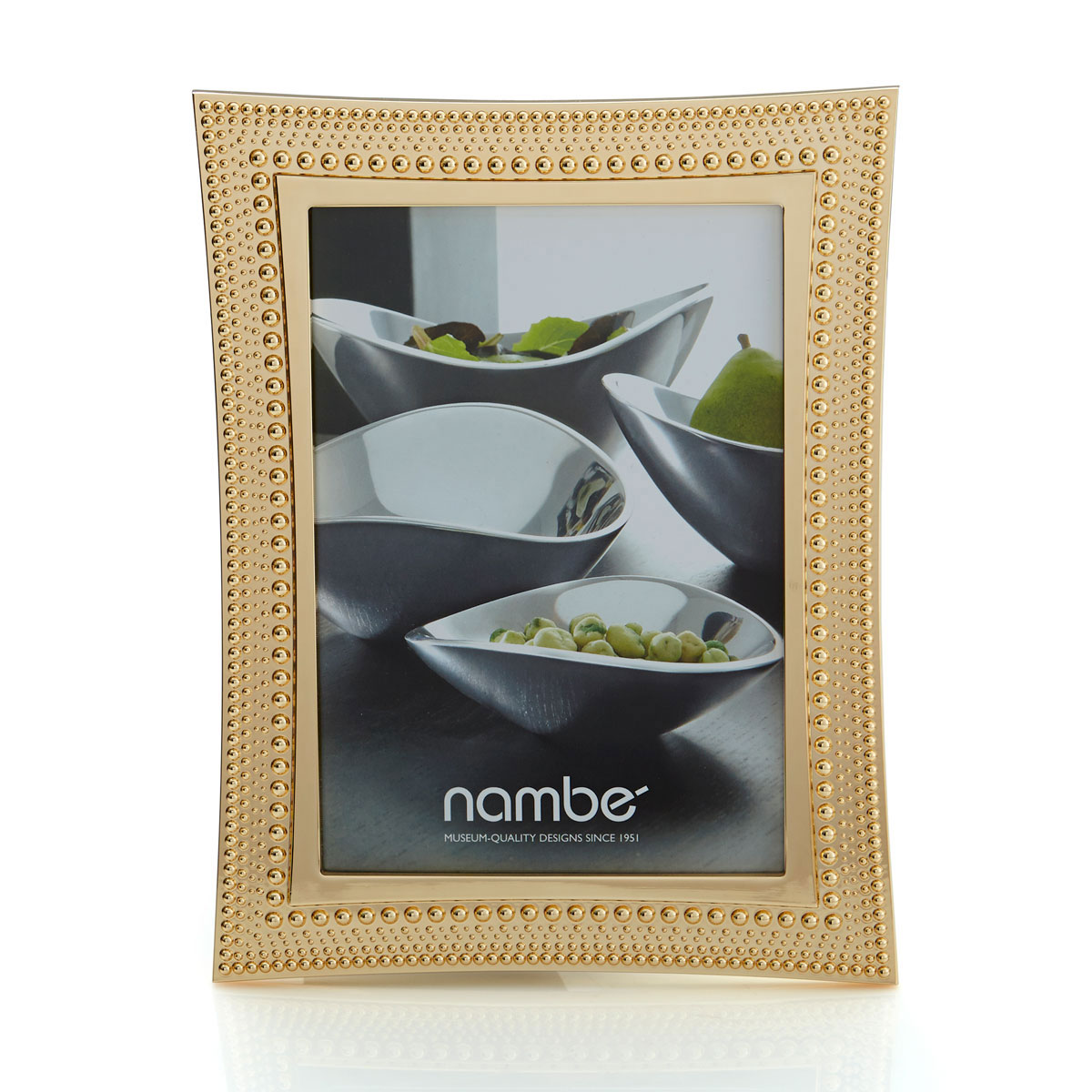 Nambe Metal Beaded Gold 5x7" Picture Frame