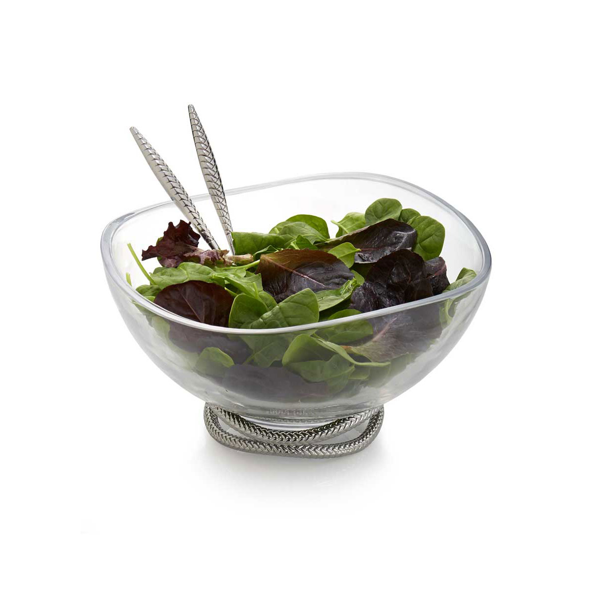 Nambe Braid 6" Salad Bowl With Metal Servers