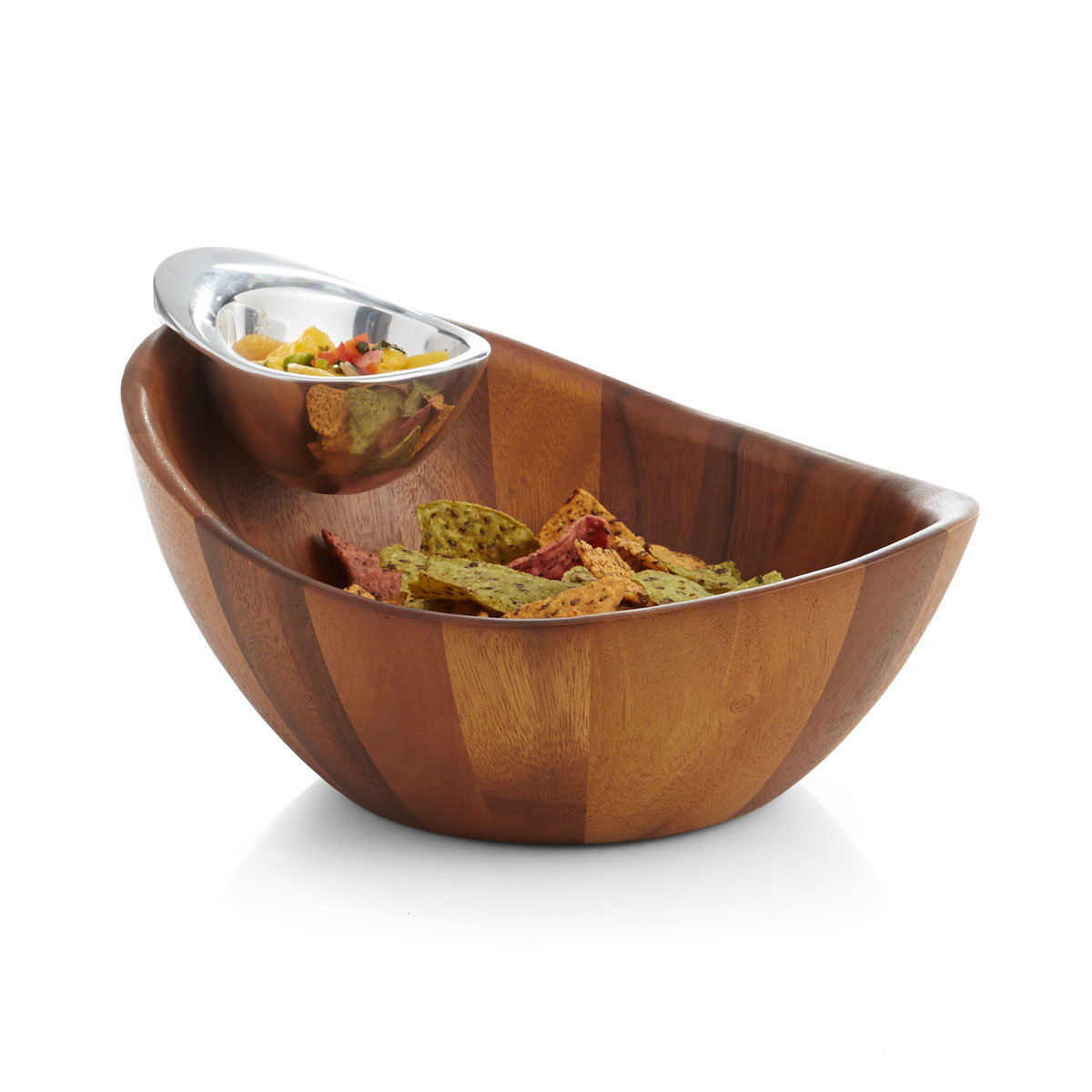 Nambe Gourmet Harmony Metal and Wood Chip and Dip
