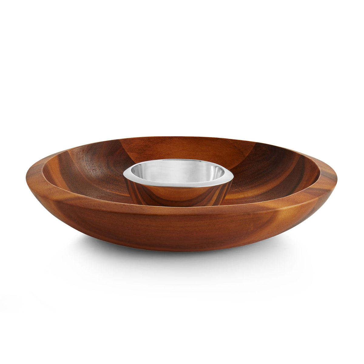 Nambe Wood and Metal Eclipse Chip and Dip Server