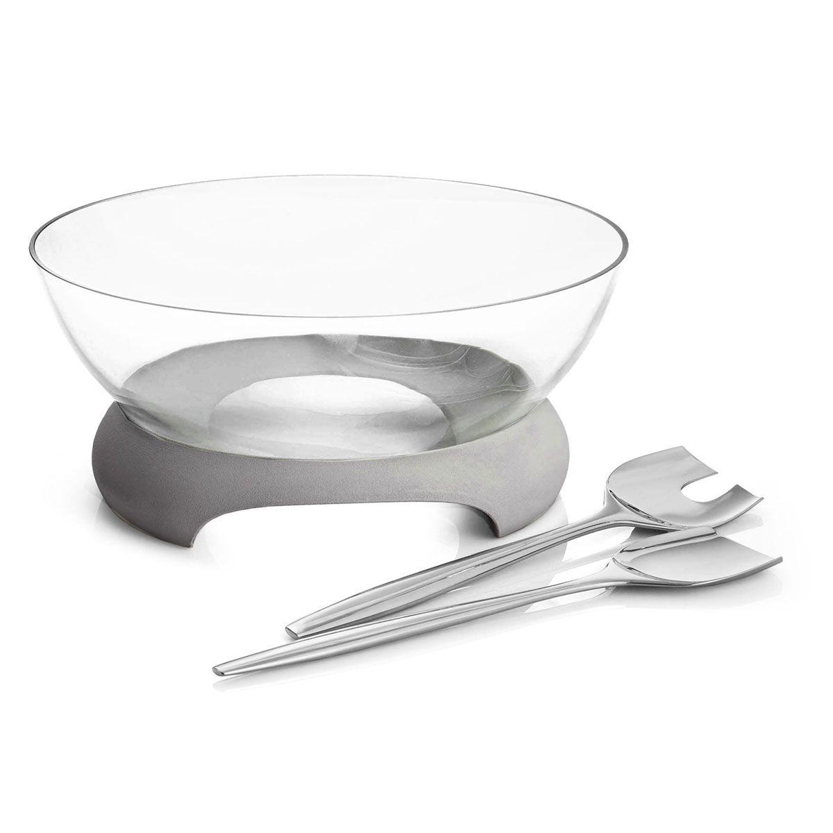 Nambe Forte Glass Salad Bowl with Servers