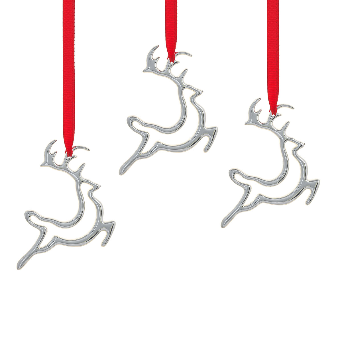 Nambe Mini Set of 3 Reindeer Christmas Ornament