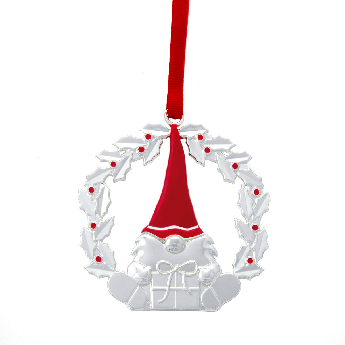 Nambe Holiday Gnome Wreath Ornament