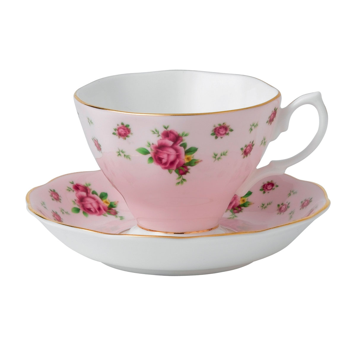 Royal Albert China New Country Roses Pink, Vintage Formal Teacup and Saucer, Boxed Set
