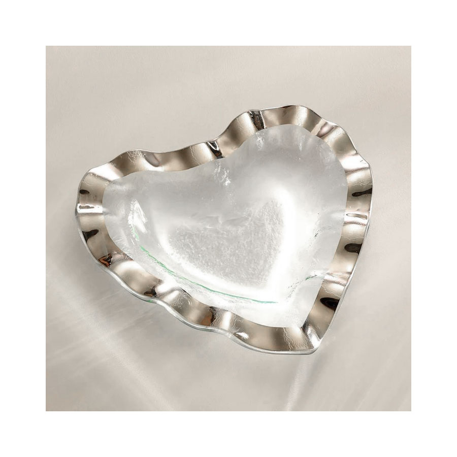 Annieglass Platinum Ruffle 8" Heart Bowl