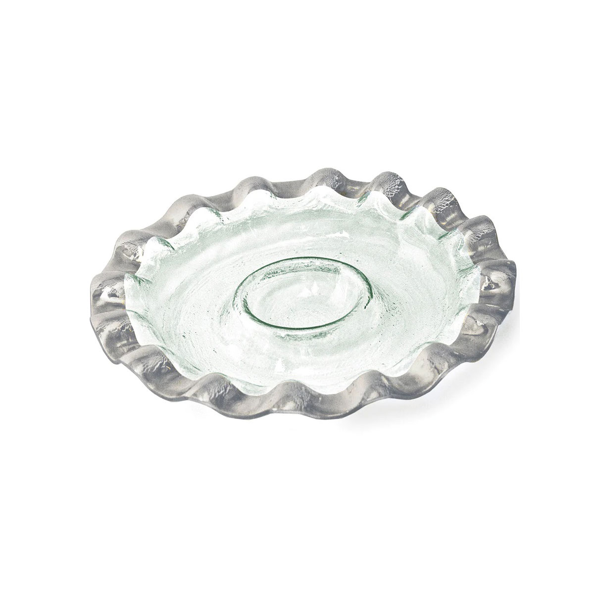 Annieglass Ruffle 14.75" Round Chip And Dip Server