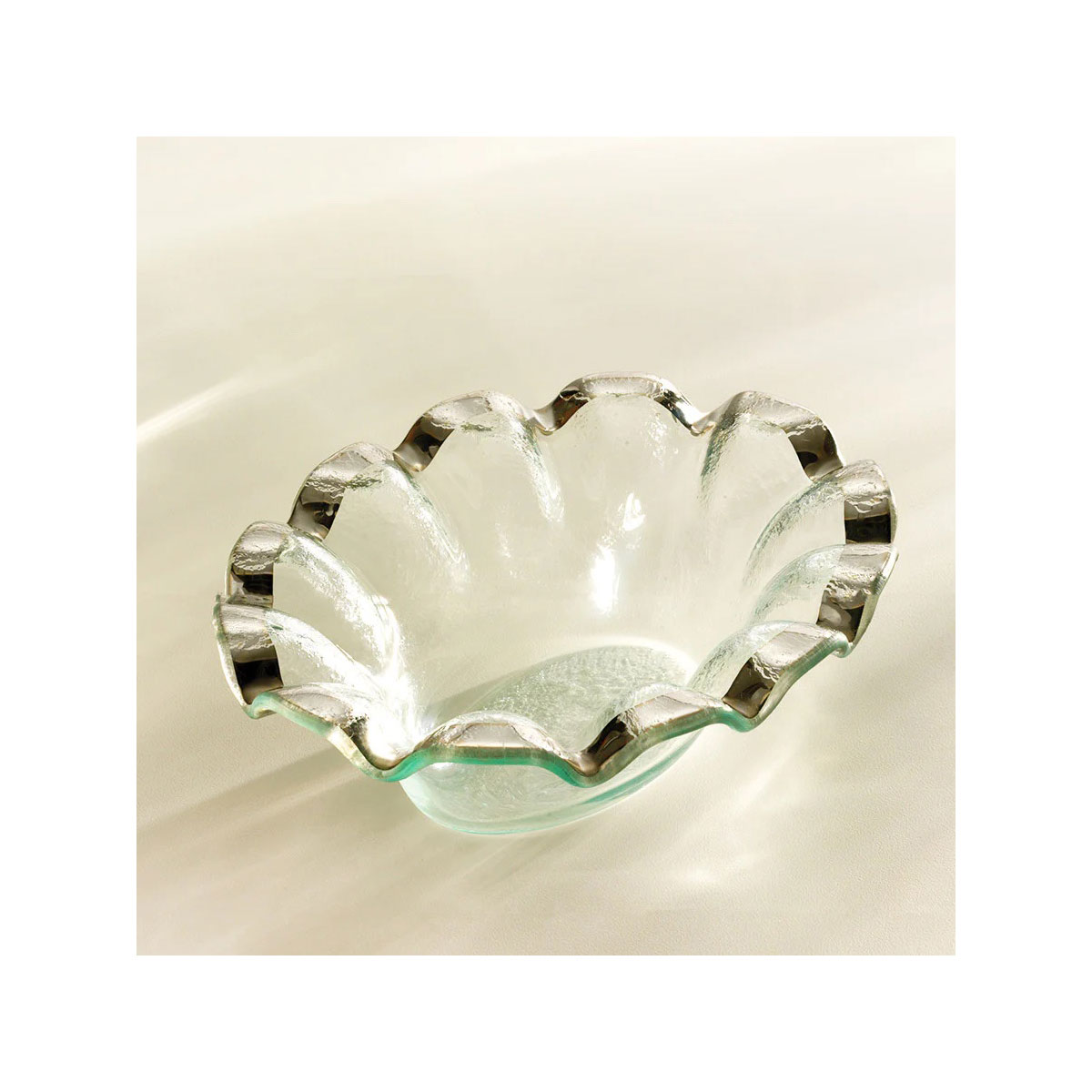 Annieglass Platinum Ruffle Dip 8" Bowl