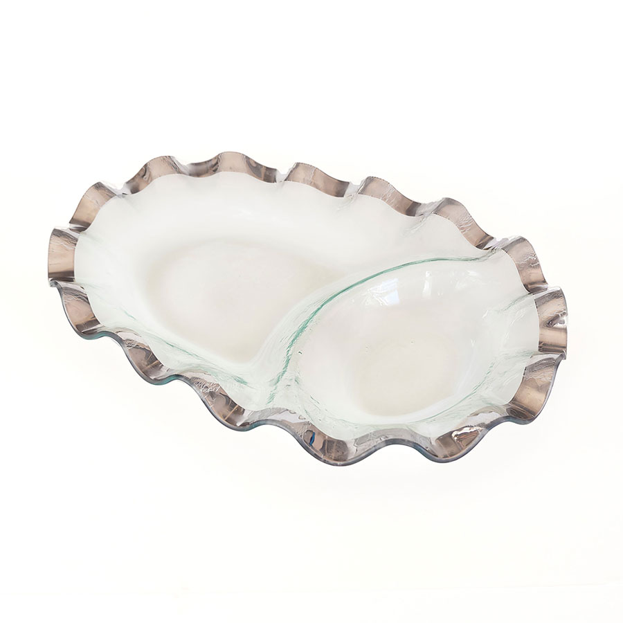Annieglass Ruffle 18 X 12" Oval Chip and Dip