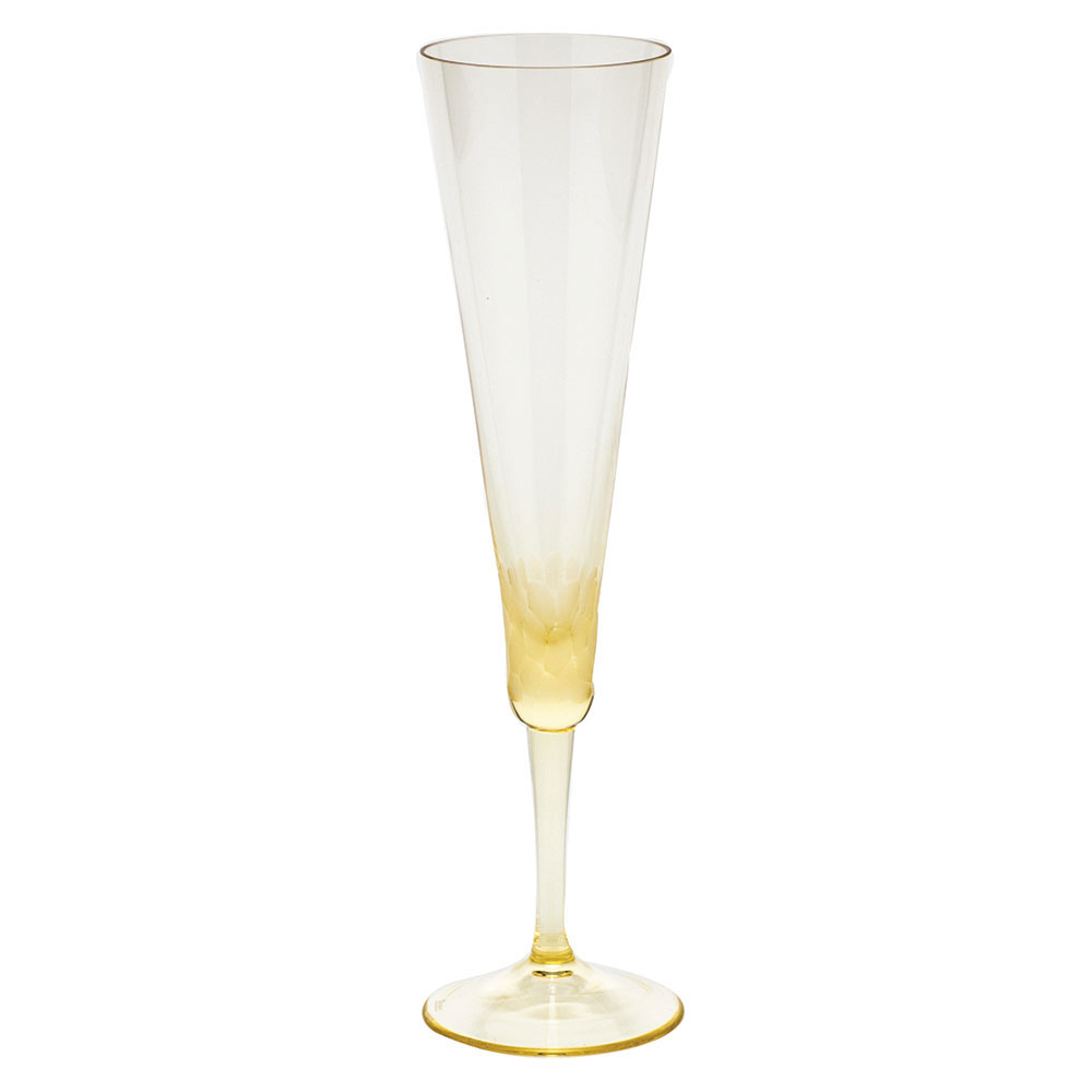 Moser Crystal Pebbles Champagne Flute, Eldor Yellow, Single