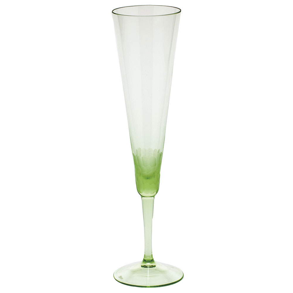 Moser Crystal Pebbles Champagne Flute, Ocean Green, Single