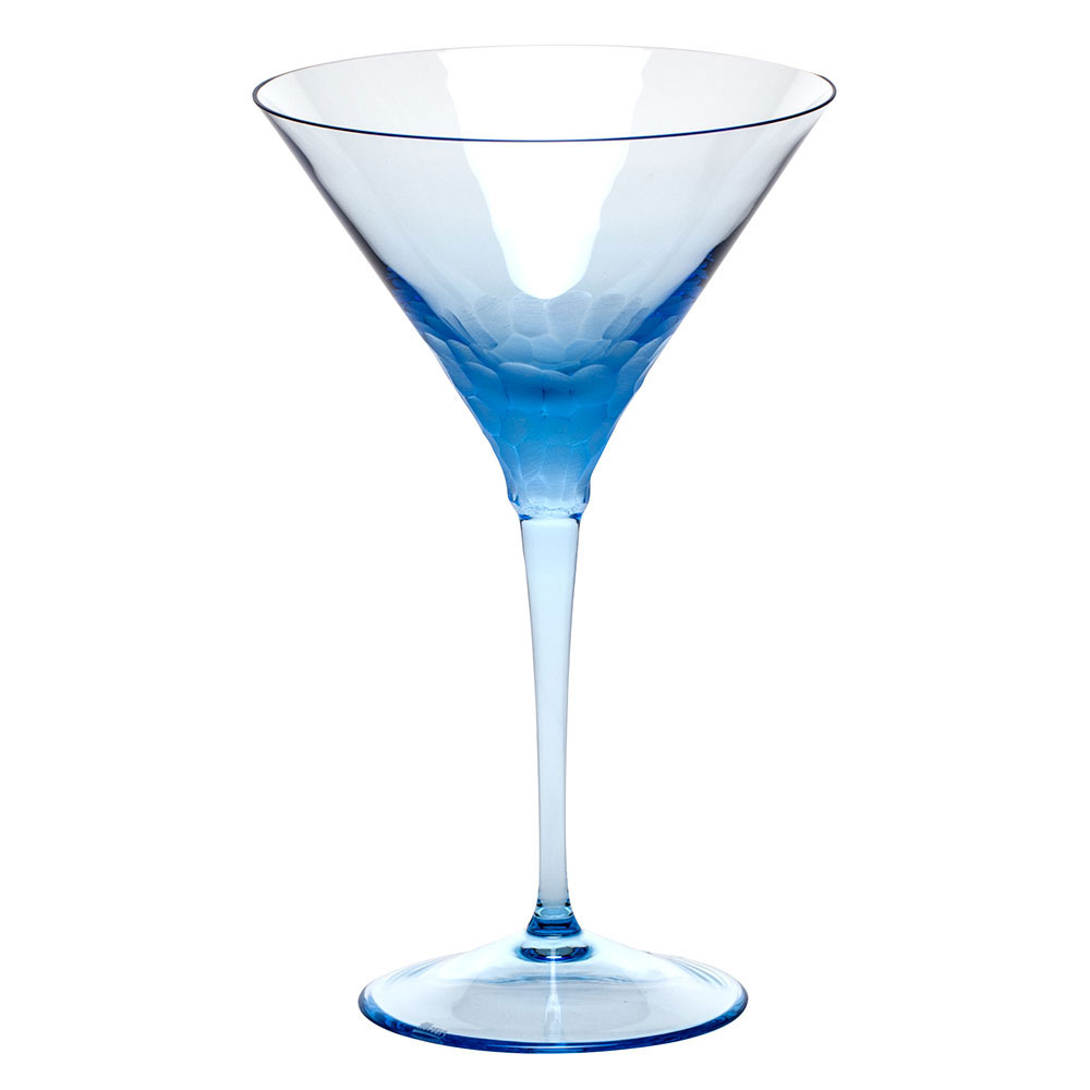 Moser Crystal Pebbles Martini Glass, Aquamarine, Single