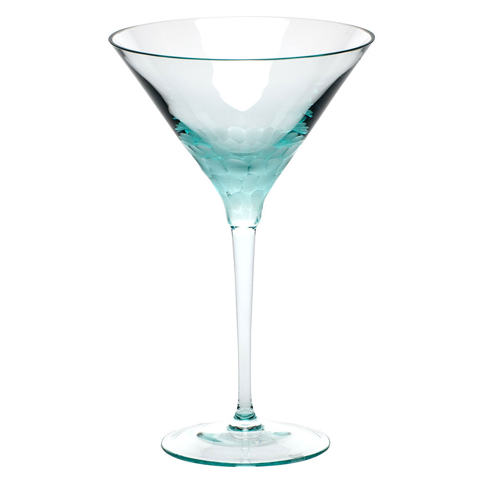 Moser Crystal Pebbles Martini Glass, Beryl Green, Single