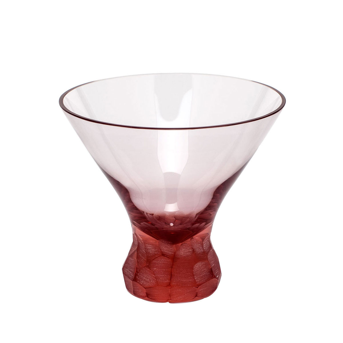 Moser Crystal Pebbles Stemless Martini Glass, Rosalin Burgundy, Single