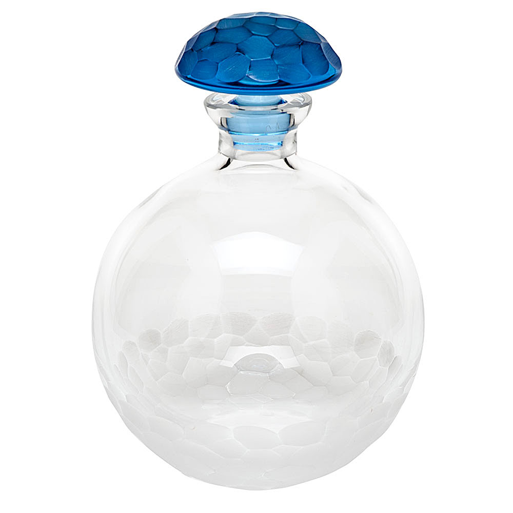 Moser Crystal Pebbles Round Decanter, Clear and Aquamarine