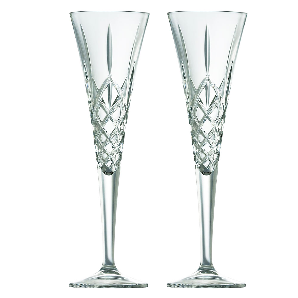 Galway Crystal Longford Romance Flutes, Pair