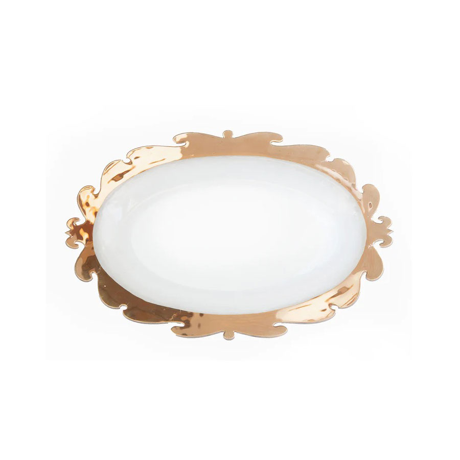 Annieglass Rococo 18 X 11" Oval Platter Gold