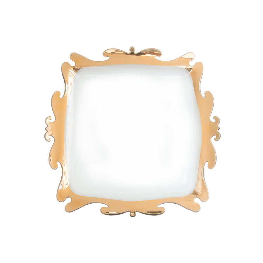 Annieglass Rococo 15" Square Platter Gold