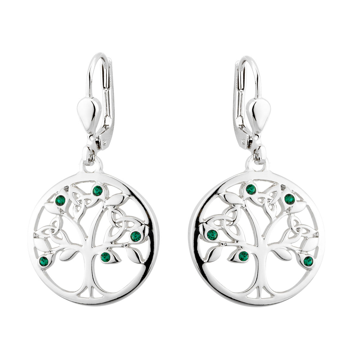 Cashs Ireland Rhodium and Crystal Tree Of Life Earrings