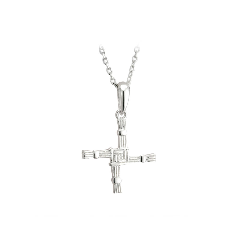 Cashs Ireland Sterling Silver St. Brigid's Small Cross Pendant Necklace