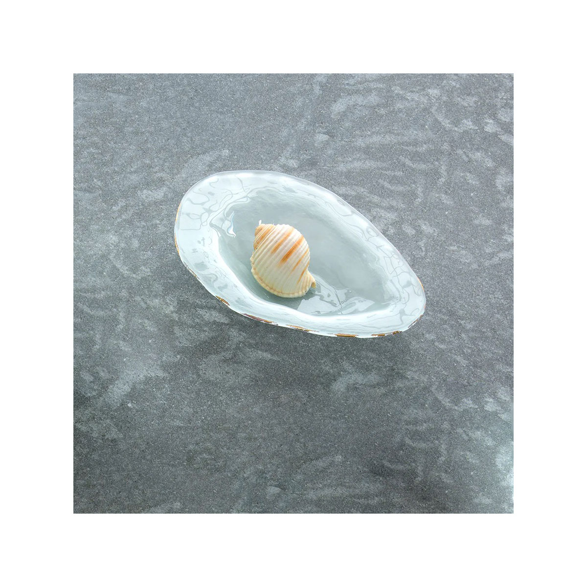 Annieglass Shells Abalone 10" Shell, Gold