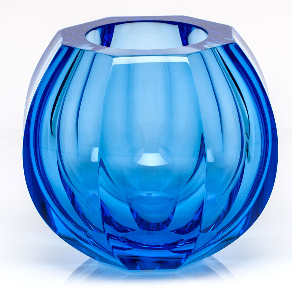 Moser Crystal Beauty 5.9" Vase, Aquamarine