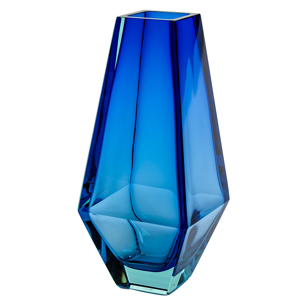 Moser Crystal City Vase 13.8" Beryl and Blue