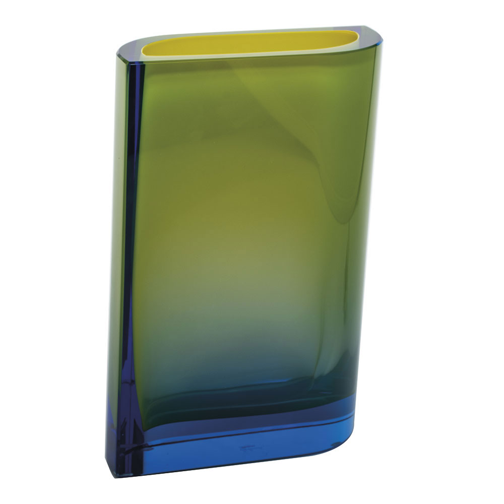 Moser Crystal Kolorit Vase 11.8" Aquamarine and Yellow
