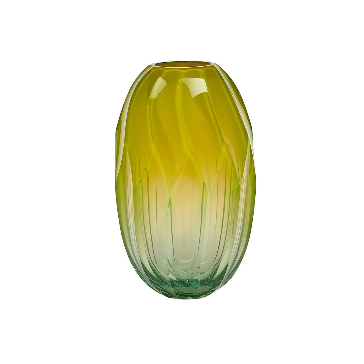 Moser Crystal Twinspin Vase 11.8" Beryl and Yellow